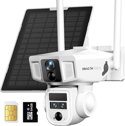4G LTE Cellular Security Camera, 4K Wireless Outdoor Solar Camera 12000mAh, No WiFi or WiFi Duo-Mode, 10x Optical Zoom, 360° Pan and Tilt AI Tracking, 64G SD/SIM Card, IP66 Weather-Resistant - White