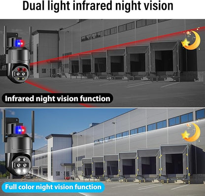 4K/8MP Dual Lens 10X Hybrid Optical Zoom PTZ Outdoor Security IP Camera,5GHz Dual Band WiFi,Auto Tracking,Color Night Vision,Waterproof,Human/Vehicle Motion Detection,Audio-Visual Alarm
