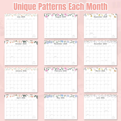 Gannyfer Desk Calendar 2025-2026, July 2025-Dec 2026, 18 Monthly Large Calendar 2025-2026, 22" x 17" Desktop Pad Calendar for Planning and Organizing In Your Family, School or Office-Pink(6 Stickers Included)