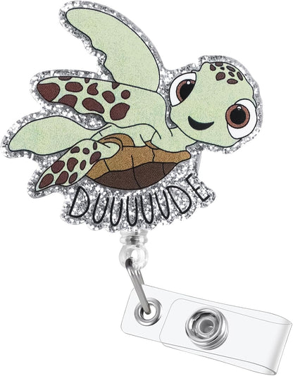 Nurse Badge Reel, Cute Turtle Badge Holders with Alligator Clip, Lanyards Retractable ID Card Holder, Funny Animals Name Tag Clips, Pediatric Nursing Accessories for Work Office Doctor Student Teacher
