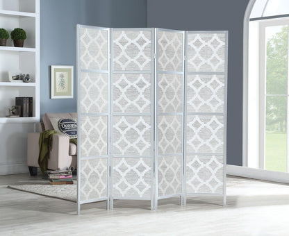 NicBex Room Divider 4 Panel Room Dividers with Quarterfoil Diamond Design Partition Room Dividers and Folding Privacy Screens Wall Divider for Home, Room Separation,69.28"W x 17.32"D x 70.31"H, Silver