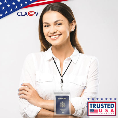 Claev Fast Seal Vertical 4x6 Passport & Card Holders (4x6 Extra Large (XXL), 50 Pack), Clear Waterproof ID Plastic Name Card Badge Holders for Travel, Conferences, Conventions