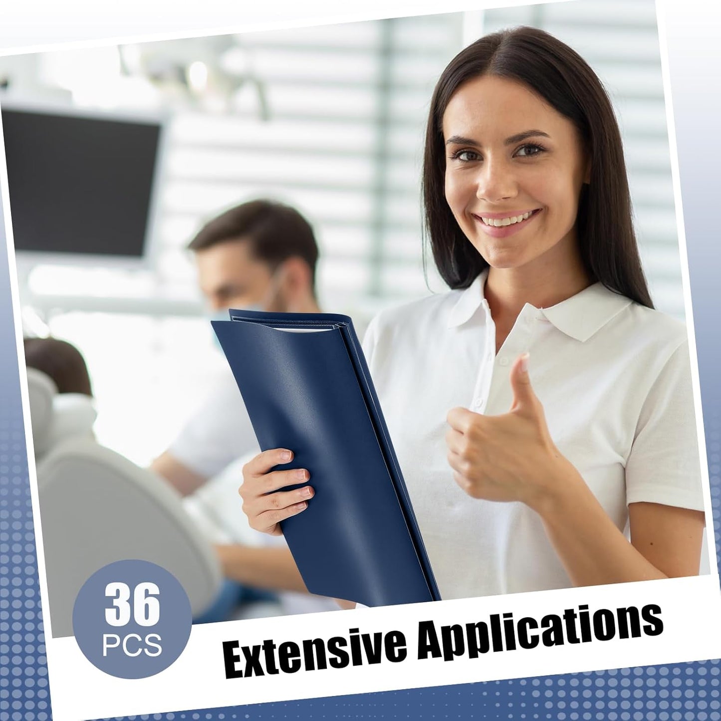 Teling 36 Pcs Report Covers with 3 Prong Fasteners Clear Front Presentation Folders Frame View Poly Report Folder Presentation Binder for Paper Document School Office (Navy Blue)