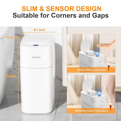 MOPALL Automatic Motion Sensor Bathroom Trash Can with Lid, 3 Gal Touchless Trash Can Auto-Adsorption Garbage Can, Slim Smart Trash Bin Waterproof Waste Basket for Bedroom, Kitchen, Office, Toilet, RV
