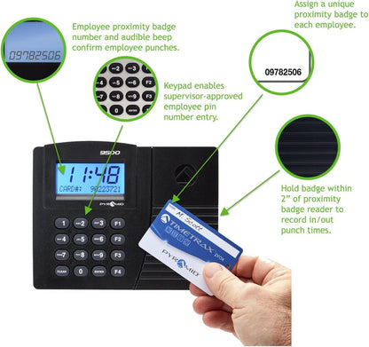 Pyramid Time Systems - TimeTrax Elite Automated Proximity Time and Attendance with Pyramid TTPROXEX Time Clock System with Software Download, Windows Compatible - No Touch Employee Punch in - Black
