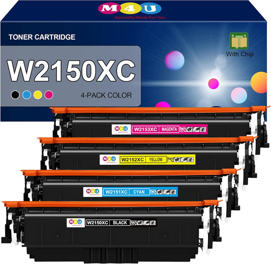 W2150XC W2151XC W2152XC W2153XC Compatible for W2150 Toner Cartridges Set, Compatible with Color Laser Jet Pro MFP 4301 4302 4303 Series Printers(4Pack, BCMY)