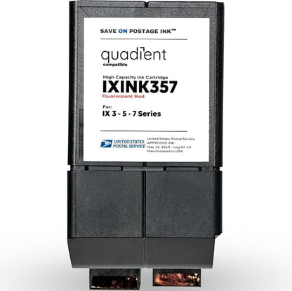 Compatible IXINK357 Quadient Neopost Ink Cartridge (1 Pack, Standard Capacity) - Fluorescent Red Printer Ink Cartridge for IX3 IX5 & IX7 Mailing System & Postage Meter - Replacement Inkjet Printer Ink