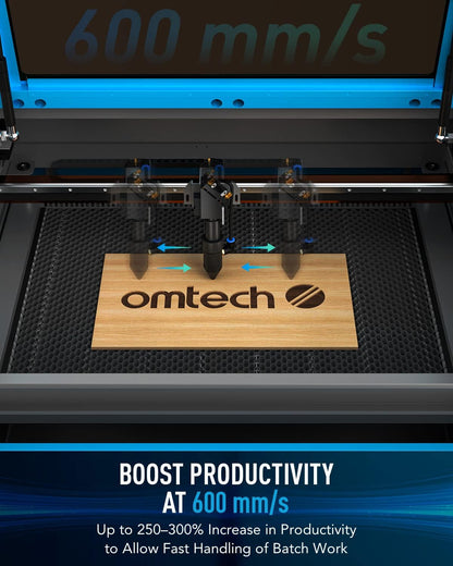OMTech 60W CO2 Laser Engraver with LightBurn and Water Chiller, 16"x24" Laser Engraving Cutting Machine with Air Assist 2 Way Pass Digital Controls, Commercial Laser Cutter