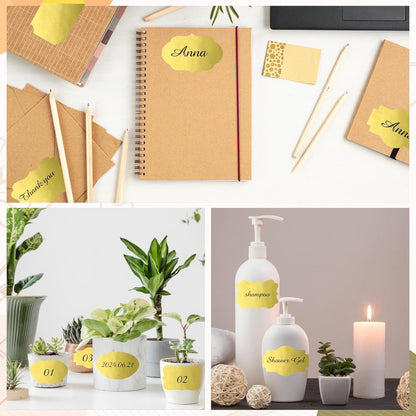 Gold Labels - 250 PCS 3" x 2" Fancy Shape Stickers for Storage Box or Food Jars