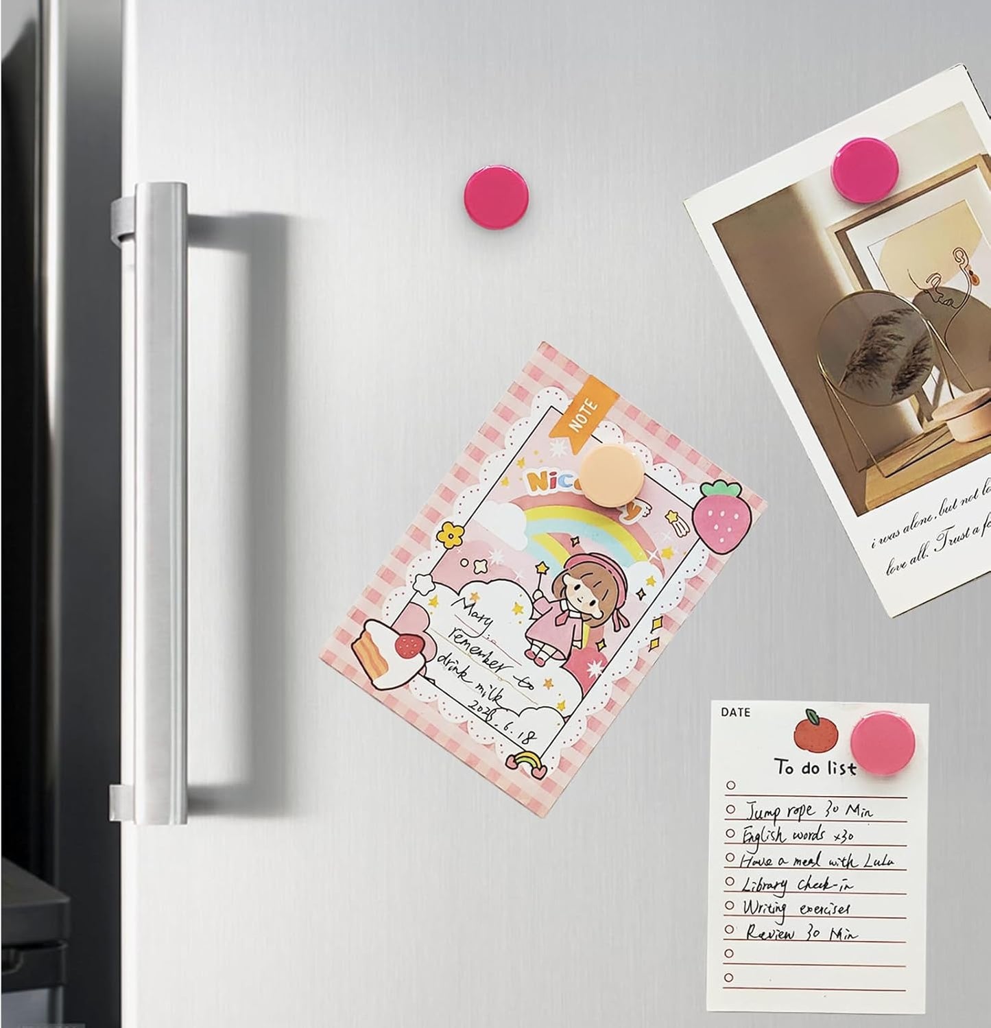 ZDZBLX Fridge Magnets 30 PCS, Strong Refrigerator Magnets for Whiteboard, Heavy Duty Small Round Magnets, Mini Decorative Cute Magnet for Fridge, Locker, Map, Kitchen, School, Office, Classroom (Pink)