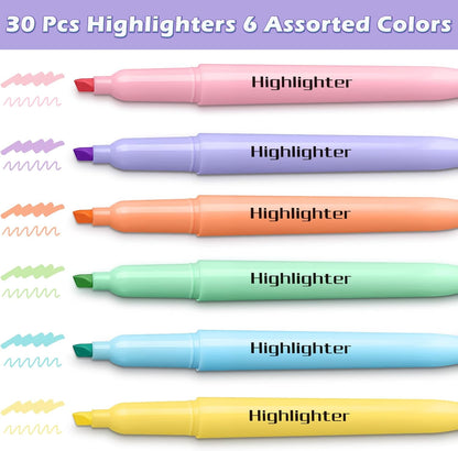 Duchong 30 Count Highlighters, Pastel Highlighters Assorted Colors Bulks, Chisel Tip Dry-Quickly Highlighter Markers for Adult Kids, Office Classroom Must Have, School Supplies for Teachers