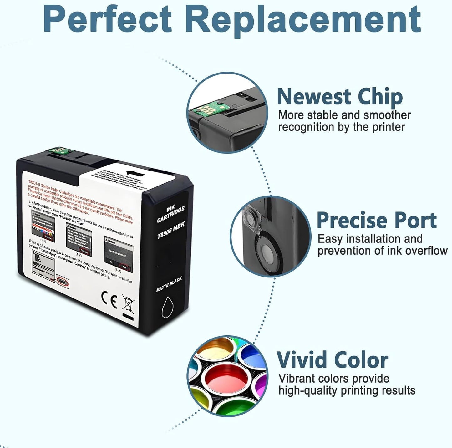 T850 Ink Cartridge T8508 T850800 Remanufactured Work for SureColor P800 (1-Pack, Matte Black)