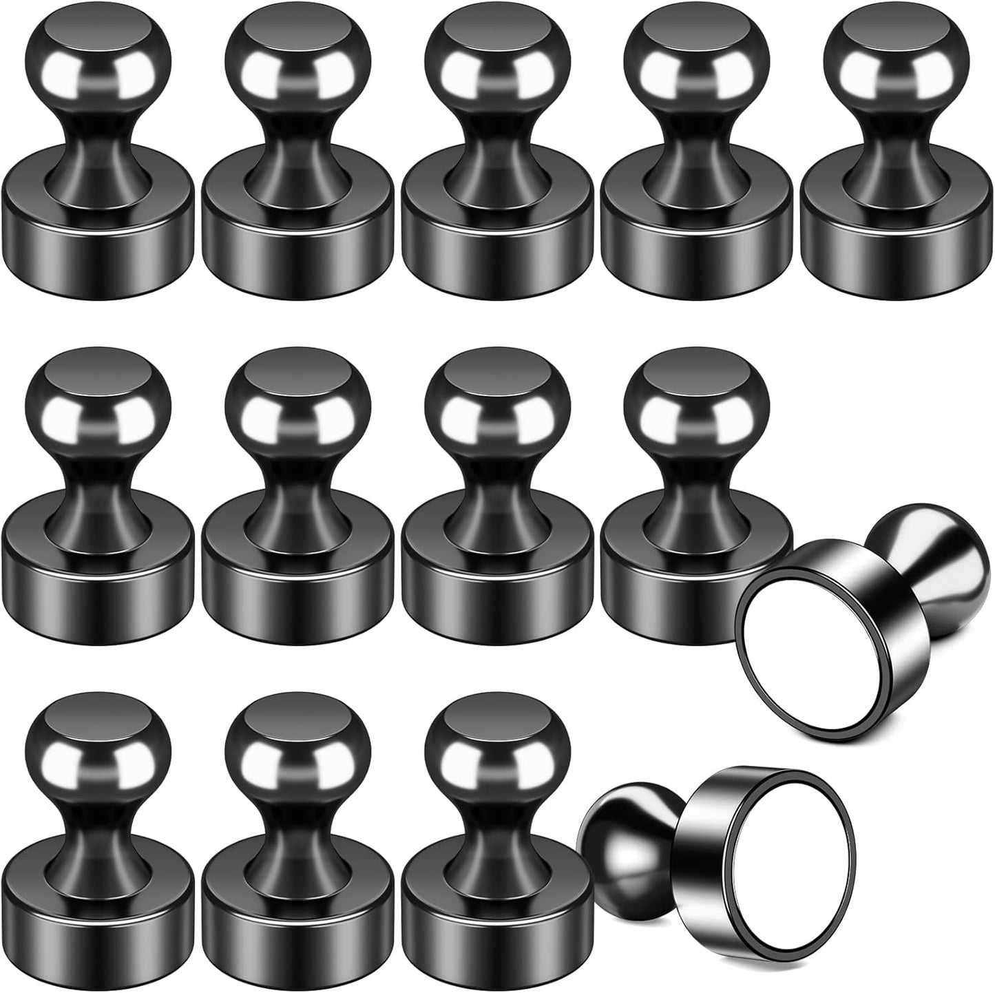 FINDMAG 14 PCS Black Fridge Magnets, Small and Strong Whiteboard Magnets for Office, Home, Locker Accessories, Map Decorative