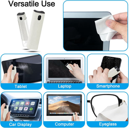 walrfid 2Pcs Car Screen Cleaner, Laptop Screen Cleaner Spray and Wipe, Electronic Computer Cleaning Kit for iPad, iPhone, Cellphone, Monitor, MacBook Pro, Car Display, Tablet, TV Flat Screens, Cream