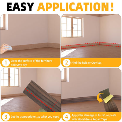 GSCIT Club Walnut Wallpaper, 2.4 inch X 15ft Self Adhesive Wood Grain Repair Tape Walnut Repair Patch for Tables, Chairs, Baseboards, Doors, Windows, Floors, Handicraft DIY.