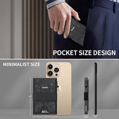 Minimalist Wallet for Men, Slim RFID Blocking Mens Wallet, Aluminum Pop Up Card Case, Thin Metal Credit Card Holder with Cash Strap -12 Cards Storage