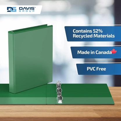 Easyview Premium 3-Ring Binders with Clear-View Covers and Round Rings, Binders for School or Office, 1 Inch, Pack of 6, Green