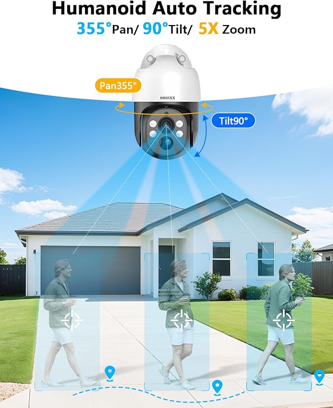 4K & PTZ Digital Zoom 2-Way Audio PoE Outdoor Camera Home Security Camera System Wired Outdoor Video Surveillance IP Camera System DVR Kit,10’’ UHD Monitor