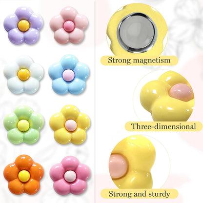 Qualsen Fridge Magnets Cute – 12 PCS Colorful Flower Magnet for Girls, Small Strong Decorative Magnets for Locker, Whiteboard, Refrigerator, Home (8 Colors)