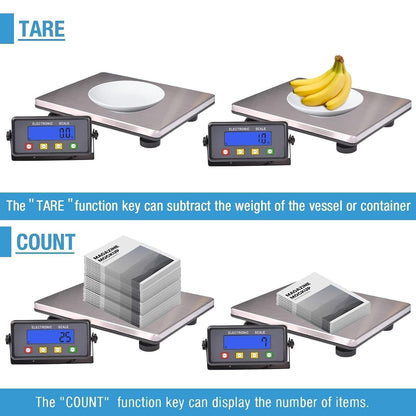 SurmountWay Large Shipping Scale, 440lb/0.35oz Digital Postal Scale with Tare/Count/Auto-Off Function, High Accurate Shipping Scale for Packages,Small Business,Luggage,Warehouse,Home (15.3"x11.8")