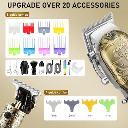 Hair Clippers Set for Men with Beard Trimmer,Professional Cordless Hair Trimmer for Men,Barber Kit Professional for Man Haircutting Machine with LED Display