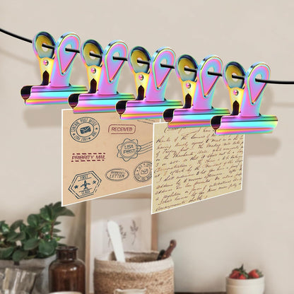 SIAMESE Bulldog Clips, 4 Pcs Binder Clips for Office & Kitchen, Multi-Purpose Binder and Food Bag Clamps for Sealing, Storage, Hanging (Rainbow Colors)