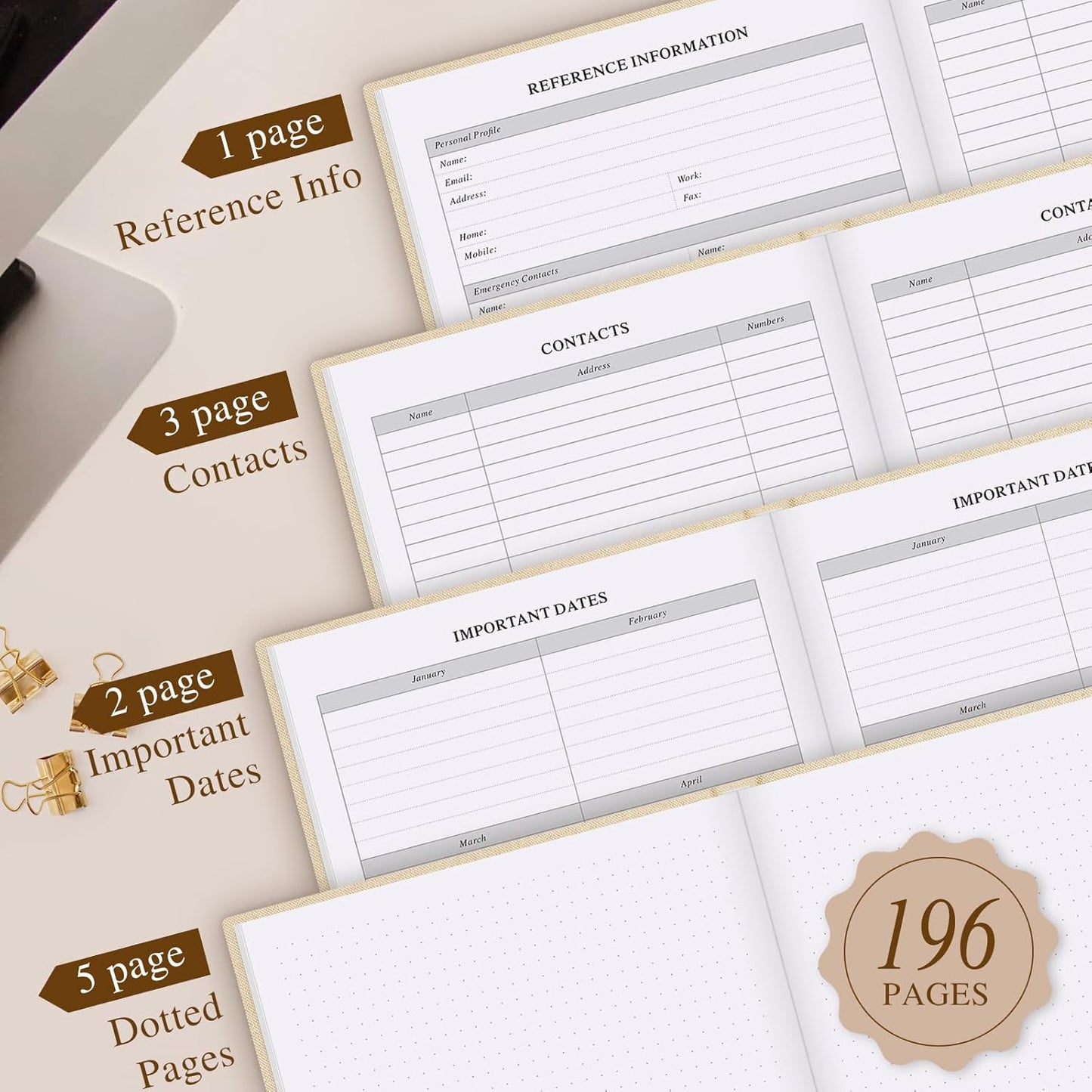 Lanpn Undated Daily Planner Hourly Schedule Notebook, 196 Pages 2 Page per Day To Do List Notebook Notepad Appointment Work Planner, Hardcover Daily Journal Organizer Book For Women 7.7" x 9.3" Grey