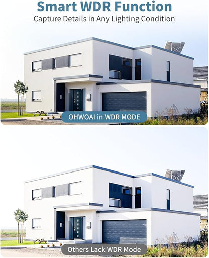 OHWOAI 《130°Wide Angle & 2-Way Audio 》4K Outdoor Wired Security Camera System,360 Degrees Security PTZ IP Cameras,Surveillance Video Equipment, Surveillance DVR Kits
