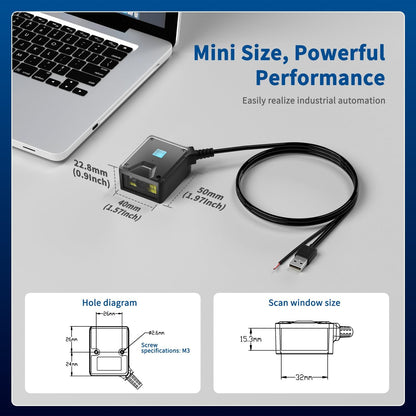 NetumScan 2D Embedded Fixed Barcode Scanner Scan Engine, Industrial Grade 1D 2D QR Barcode Reader, Automatic Induction Scanning,USB Port Suitable for Self-Service Terminals and Factory Assembly Lines