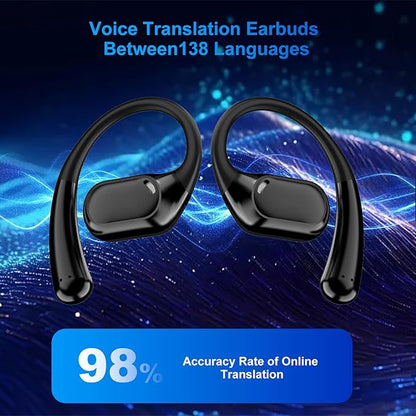 Language Translator Earbuds, Two Way Real-time Translation Device with 138 Languages Online Voice Translation, Digital Display, High Accuracy G57 (Pale Black)