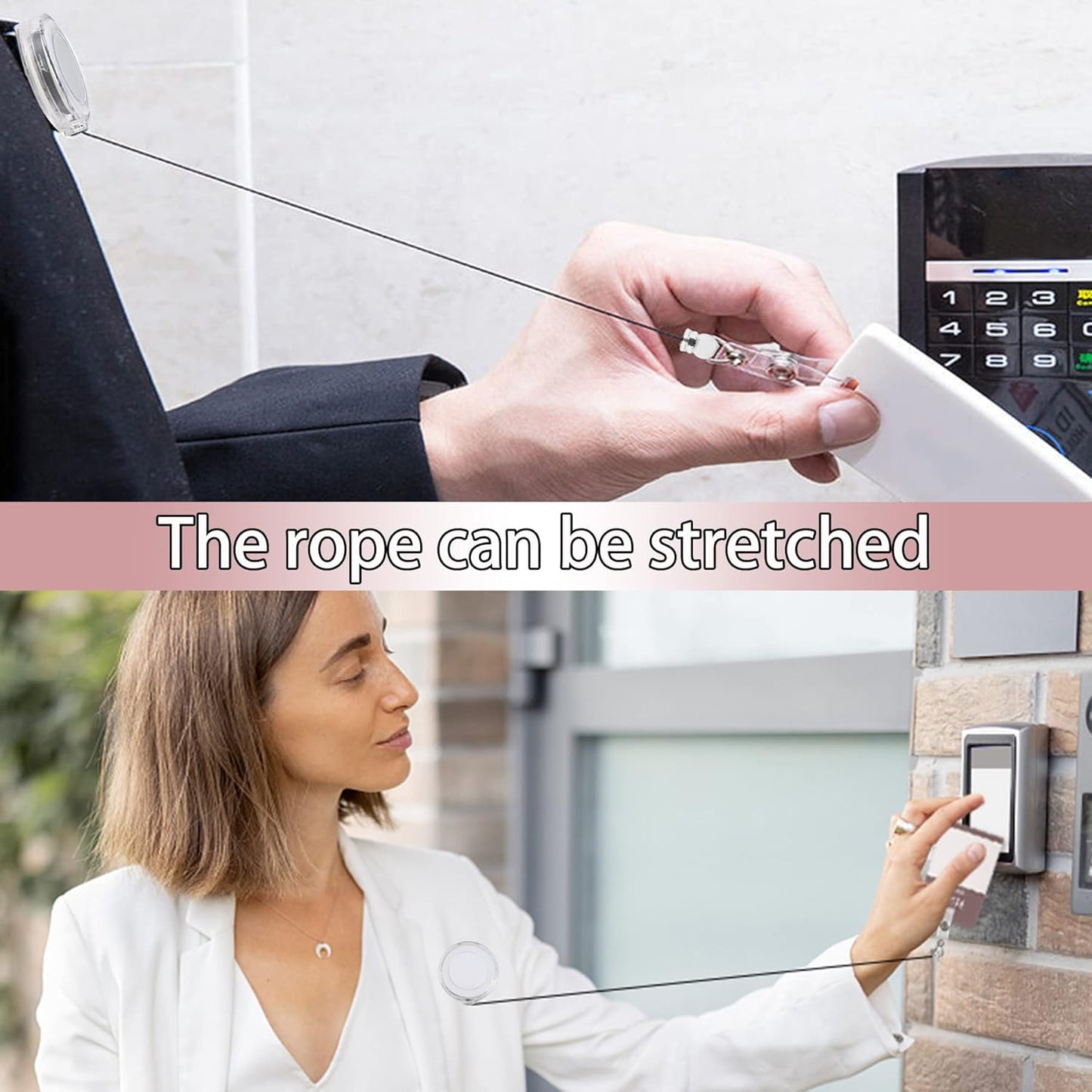 JANYUN 50 Pcs Retractable Badge Reel Clips Holder for Hanging ID Card Name Key Chain (Clear White)