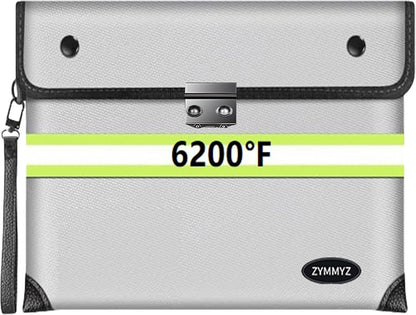 Upgraded 6200°F Fireproof Document Bag Waterproof with Zipper,9 Layers of Heat Insulated Materials,Fireproof Money Bag for Cash,Valuables and Important Documents