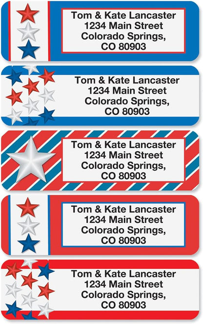 Colorful Images Star Spangled Patriotic Rolled Personalized Return Address Mailing Labels with Dispenser, Customize with Name & Shipping Address, 500 ¾” x 2½” Self Adhesive, Easy Peel Label Roll
