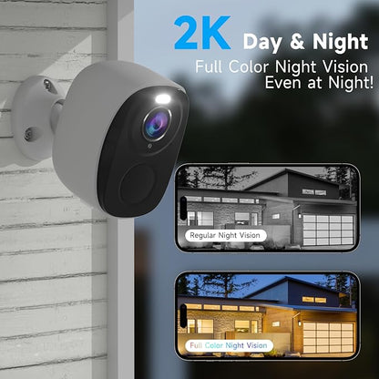 3pcs Solar Security Camera Wireless Outdoor, 2K WiFi Outdoor Camera for Home Security with Solar Panel, 24/7 Recording,AI Motion Detection,Color Night Vision, IP65 Waterproof, 2 Way Audio,SD/Cloud