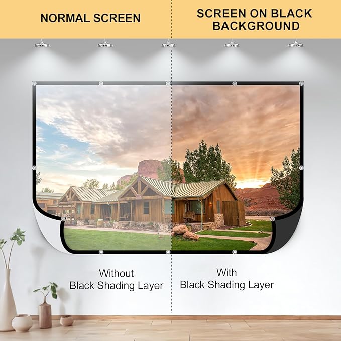 Foldable 120-inch Projector Screen,XINLEMY 4k 16:9 Anti-Crease Portable Washable Projector Backing Black Absorbs Light Movies Screens for Home Theater Backyard Indoor and Outdoor Camping