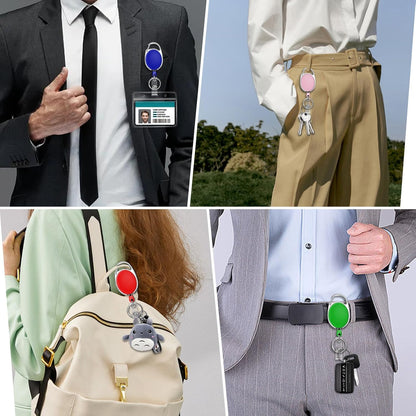 60 Pack Retractable ID Badge Holder Badge Reel with Carabiner and Belt Clip Badge Reels Retractable with Key Chain for Office Worker Doctor Nurse, Assorted Color