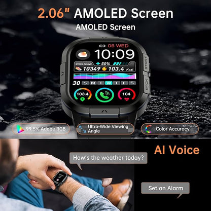 Smart Watch for Men Fitness Tracker: Waterproof Military Digital Mens Watches Running Make Answer Call Smartwatch Android Phone iPhone Samsung Compatible Sleep SpO2 Heart Rate Monitor Step Pedometer