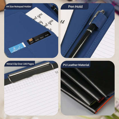 Personalized Padfolio, Customized Leather Clipboard Portfolio Binder add Your Business Logo Text Image for Sales Interview Legal Document A4 Writing Pad for Business Office