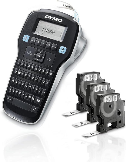 DYMO LabelManager 160 Portable Label Maker Bundle, Easy-to-Use, One-Touch Smart Keys, QWERTY Keyboard, Large Display, For Home & Office Organization, Includes 3 D1 label cassettes
