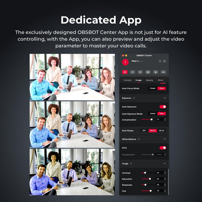 OBSBOT Meet AI-Powered 4K Webcam, AI Framing & Autofocus, Webcam with Microphone, Background Bokeh, 60 FPS, HDR Low-Light Correction, Beauty Mode, Webcam for PC, Streaming, Conference, Gaming, etc.