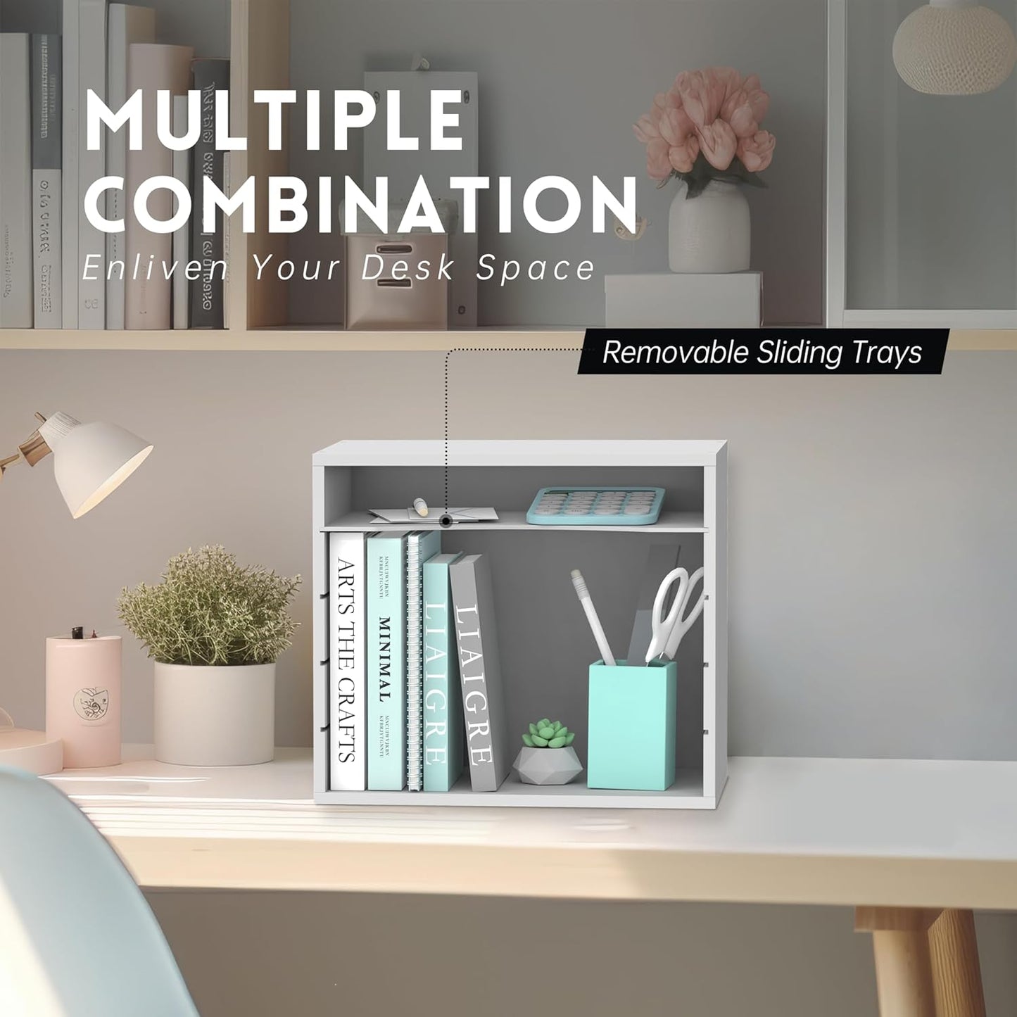 SUPEASY Wood Desk Organizer, 5 Tier Paper File Organizer for Desk, Wooden Desktop Organizer, Paper Letter Literature Mail Sorter, for Office School & Home Organization, White