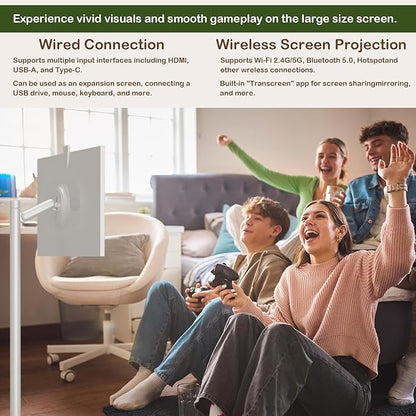 OFD 27 In Portable TV on Wheels 2nd Gen 1080P,Android 15 OS,6GB RAM+128GB ROM,100%sRG Swivel Rotation Smart Touchscreen,Rolling TV with 4K Webcam,USB-A-Remote,9000mAh Battery,EDLA-Certified,Off White