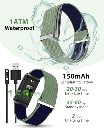 Smart Bracelet, Wearable Activity & Fitness Tracker Band, 24H Sleep Tracker, All-Day Continuous Heart Rate Blood Pressure Stress HRV Monitor, 173 Sport Modes Smart Wristband with 2 Bands, Free APP