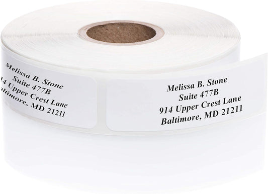 White Personalized Return Address Labels Without Dispenser - Roll of 500 Custom Stickers