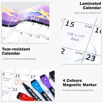 Ospelelf Large Dry Erase Calendar for Wall - 32'' x 48'' Yearly Calendars 2025-2027 Laminated Monthly Family Calendar for Office, Use July 2025 - June 2027 (Marble)