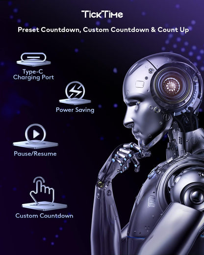 Ticktime Pomodoro Timer Cube, Hexagon Productivity Timer, Pause & Resume, Silent, Vibrate & Adjustable Sound Alert, for ADHD, Task, Work, Study, 5/15/25/30/45/60min & Custom Countdown, Purple