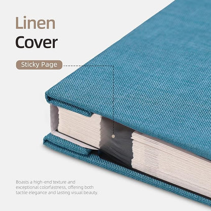 Vienrose Photo Album Self Adhesive 4x6 5x7 3x5 8x10 Scrapbook Album DIY Scrap Book with A Metallic Pen (11"x10.6" 60 Pages, Skyblue)