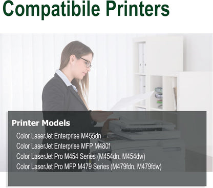 2 Pack Replacement for HP 414A Black Toner Cartridge W2020A for HP Color Laser Pro MFP M479fdw M454dw M454dn M479fdn Toner Printer Ink