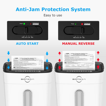 BONSEN Shredders for Home Office, 8-Sheet Cross Cut Credit Card Shredder, Small Paper Shredder for Home Use with 4 Gal Bin, P-4 High Security Level, White (S3101-W)