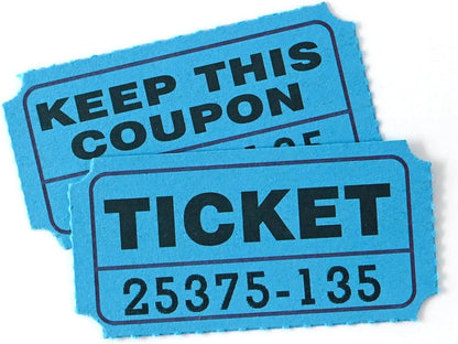 DGBDPACK 100 Raffle Tickets, 50/50 Double Ticket, Bold Numbers for Easy Reading, Ticket for Events, Entry, Class Reward & Prizes -Blue